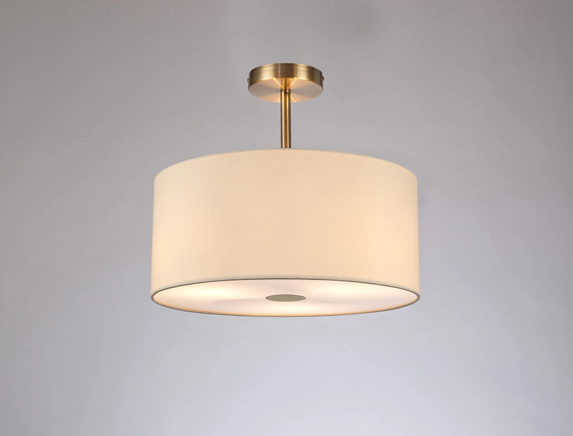 Baymont 40cm Semi Flush 3 Light Antique Brass, Ivory Pearl, Frosted Diffuser DK0375  Deco Baymont AB IV